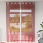 Vidaxl rideaux en voile avec ?illets 2 pcs rouge bordeaux rideau en filet rideau transparent voile de ...