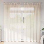 Vidaxl rideaux en voile avec passants 2 pcs cr�me rideau en filet rideau transparent voile de fen�tre ...