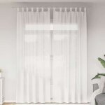 Vidaxl rideaux en voile avec passe - tringles 2 pcs blanc rideau en filet rideau transparent voile de ...