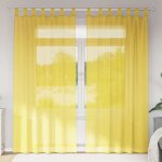 Vidaxl rideaux en voile avec passe - tringles 2 pcs jaune rideau en filet rideau transparent voile de ...