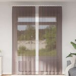Vidaxl rideaux en voile avec passe - tringles 2 pcs marron rideau en filet rideau transparent voile de ...