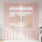 Vidaxl rideaux en voile avec passe - tringles 2 pcs rose rideau en filet rideau transparent voile de ...