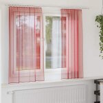 Vidaxl rideaux en voile avec passe - tringles 2 pcs rouge bordeaux rideau en filet rideau transparent ...