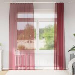 Vidaxl rideaux en voile avec passe - tringles 2 pcs rouge bordeaux rideau en filet rideau transparent ...