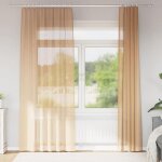 Vidaxl rideaux en voile avec passe - tringles 2 pcs sable rideau en filet rideau transparent voile de ...