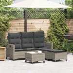 Vidaxl salon de jardin 3 pcs avec coussins forme l gris r�sine tress�e ensemble de canap� dext�rieur ...