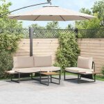 Vidaxl salon de jardin 3 pi�ces avec coussins taupe table de 55 cm en acier costaud et r�sistant aux ...