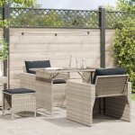 Vidaxl salon de jardin 4 pcs avec coussins gris clair rsine tresse ensemble de canaps dextrieur salon ...