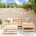 Vidaxl salon de jardin 5 pcs canap� avec repose - pied ensemble de meubles avec table basse patio terrasse ...