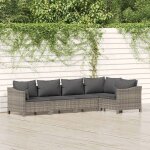 Vidaxl salon de jardin 5 pcs avec coussins gris rsine tresse 3187274
