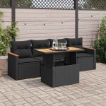 Vidaxl salon de jardin 5 pcs avec coussins noir r�sine tress�e acacia 3327429