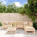 Vidaxl salon de jardin 7 pcs bois de pin massif 3186403
