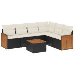 Vidaxl salon de jardin 7 pcs avec coussins noir rsine tresse 3227687
