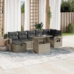 Vidaxl salon de jardin 8 pcs avec coussins gris clair rsine tresse 3274992