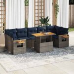 Vidaxl salon de jardin 8 pcs avec coussins gris r�sine tress�e ensemble de canap�s dext�rieur ensemble ...