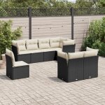 Vidaxl salon de jardin 8 pcs avec coussins noir r�sine tress�e 3217926