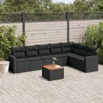 Vidaxl salon de jardin 8 pcs avec coussins noir r�sine tress�e 3224151