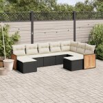 Vidaxl salon de jardin 9 pcs avec coussins noir résine tressée Vidaxl salon de jardin 9 pcs avec coussins noir résine tressée