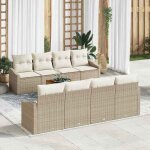 Vidaxl salon de jardin 9 pi�ces avec coussins beiges en poly rotin pour 7 personnes. mobilier dext�rieur ...