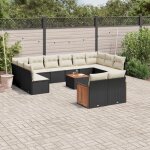 Vidaxl salon de jardin avec coussins 13 pcs noir r�sine tress�e