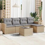 Vidaxl salon de jardin avec coussins 6 pcs beige r�sine tress�e 3218889