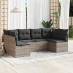 Vidaxl salon de jardin avec coussins 6 pcs canap�s avec pieds r�glables ensemble de meubles dext�rieur ...