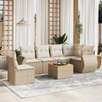Vidaxl salon de jardin avec coussins 7 pcs beige rsine tresse 3225029