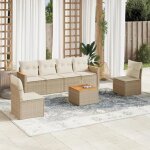 Vidaxl salon de jardin avec coussins 7 pcs beige rsine tresse 3225869