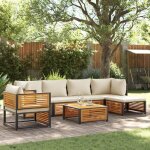 Vidaxl salon de jardin avec coussins 7 pcs bois massif dacacia ensemble de canaps dextrieur canap ...