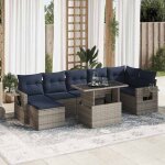Vidaxl salon de jardin avec coussins 8 pcs gris rsine tresse acacia ensemble de canaps dextrieur ...