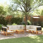 Vidaxl ensemble de canapés de jardin 9 pièces avec coussins en bois dacacia et rotin 3278880 Vidaxl ensemble de canapés de jardin 9 pièces avec coussins en bois dacacia et rotin 3278880