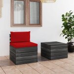 Vidaxl salon palette de jardin 2 pcs avec coussins meubles de terrasse meubles dext�rieur mobilier de ...
