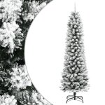Vidaxl sapin de no�l artificiel mince avec neige floqu�e 240 cm pvc / pe arbre de no�l artificiel arbre ...