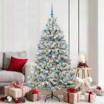 Vidaxl sapin de no�l artificiel vert et blanc 180 cm pvc et m�tal arbre de no�l minimaliste lumineux ...