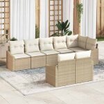 Vidaxl set de canap� de jardin 8 pi�ces avec des coussins en rotin synth�tique beige id�al pour un salon ...