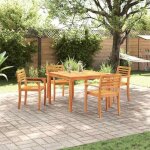 Vidaxl set de jardin 5 pi�ces en bois dacacia massif marron. il contient 1 table et 4 chaises. parfait ...