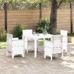 Vidaxl set de jardin 5 pi�ces en rotin synth�tique blanc table rectangulaire et 4 chaises imperm�ables ...