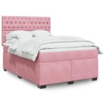 Vidaxl sommier à lattes de lit avec matelas rose 140x190 cm velours 3290917 Vidaxl sommier à lattes de lit avec matelas rose 140x190 cm velours 3290917