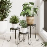 Vidaxl supports pour plantes 3 pcs noir et blanc cramique table de plantes support de plante dextrieur ...