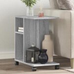 Vidaxl table dappoint avec roues sonoma gris bois ding�nierie bout de canap� table de canap� table de ...