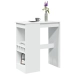 Vidaxl table de bar avec tagres blanc bois dingnierie table de pub table haute table de tabouret de ...