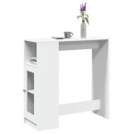 Vidaxl table de bar avec tagres blanc bois dingnierie table de pub table haute table de tabouret de ...