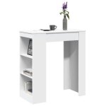 Vidaxl table de bar avec tagres blanc bois d'ingnierie, table de pub, table haute, table de tabouret ...
