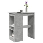 Vidaxl table de bar avec �tag�res gris b�ton bois ding�nierie table de pub table haute table de tabouret ...