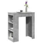 Vidaxl table de bar avec �tag�res gris b�ton bois ding�nierie table de pub table haute table de tabouret ...