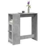 Vidaxl table de bar avec tagres gris bton bois dingnierie table de pub table haute table de tabouret ...