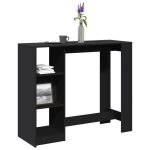 Vidaxl table de bar avec �tag�re noir 124x46x1035cm bois ding�nierie table de pub table haute table de ...