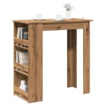 Vidaxl table de bar avec �tag�re de rangement ch�ne artisanal 856763