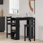 Vidaxl table de bar avec �tag�re de rangement ch�ne noir table de pub table de tabouret de bar table ...
