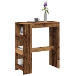 Vidaxl table de bar avec �tag�res vieux bois bois ding�nierie table de pub table haute table de tabouret ...